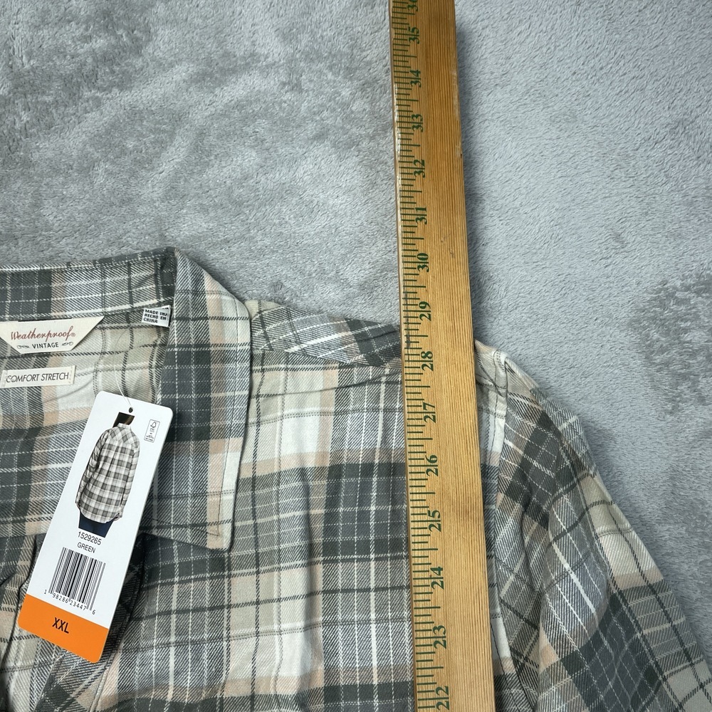 Weatherproof Women's XXL Plaid Blouse Green Cotton Blend H0625 - Picture 3 of 8